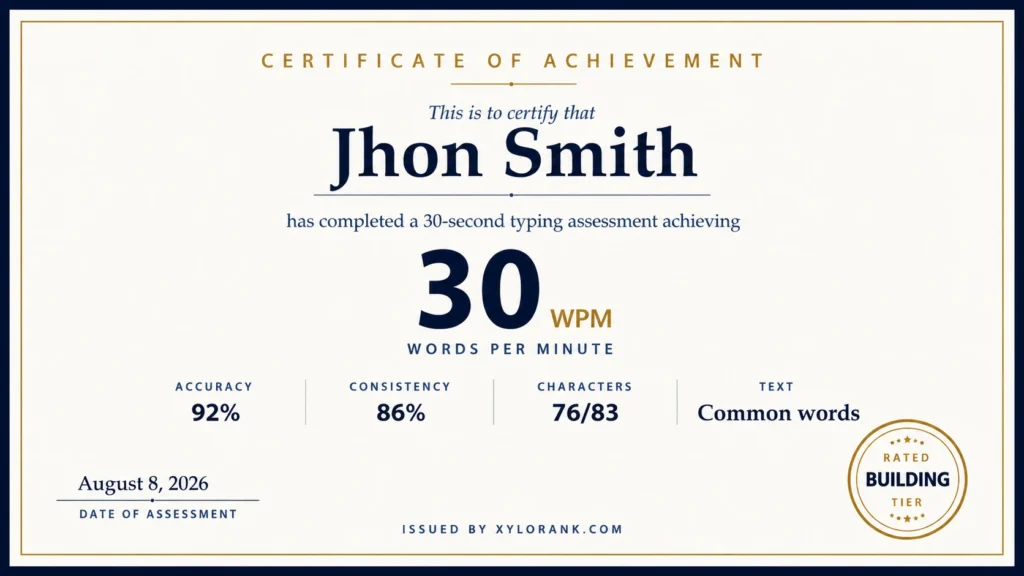 typing test certificate